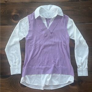 Vila Milano Layered Knit Sweater Vest Button Down